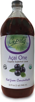 Gopal's Healthfoods Acai One Organic Juice - 32oz (1qt) Glass Bottle Gluten-Free Vegan Superfruit Liquid 30g of Pure Acai Juice Per Serving Vitamin &amp Antioxidant Rich