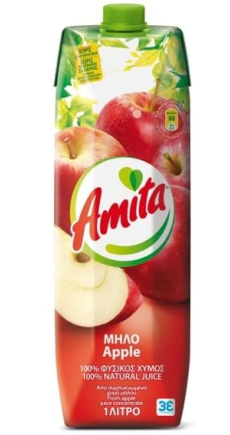 Amita Apple Juice 100% Natural Juice 1L Product of Greece