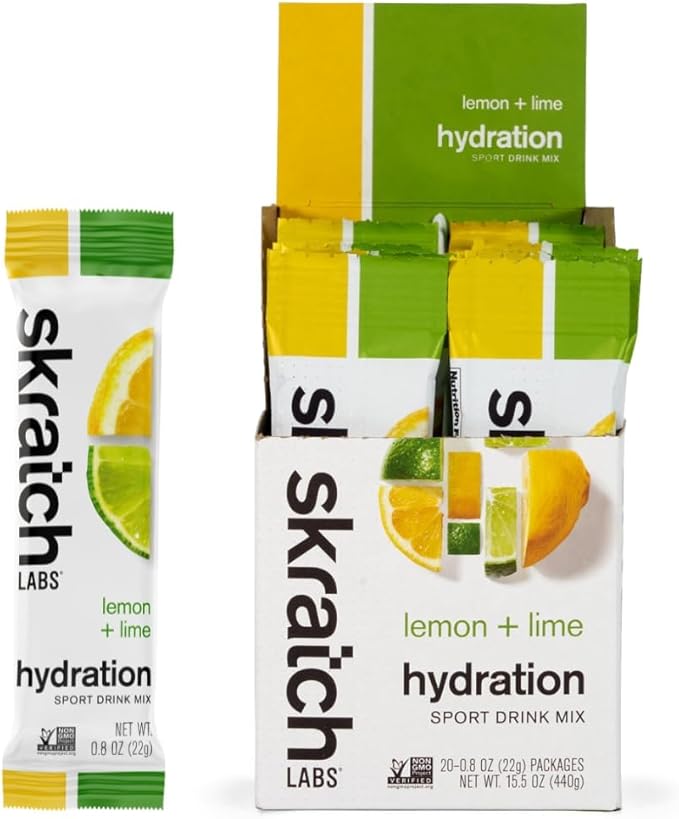 Skratch Labs Hydration Sports Drink Mix Packets – Real‑Fruit Electrolyte Powder for Fast Hydration &amp Endurance | Lemon Lime | 20 Pack | Vegan Non‑GMO Clean Ingredients