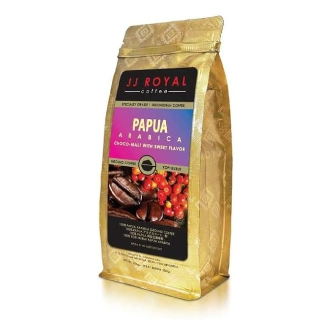 JJ Royal Coffee Papua Arabica 200g Ground Coffee (Pack of 1)