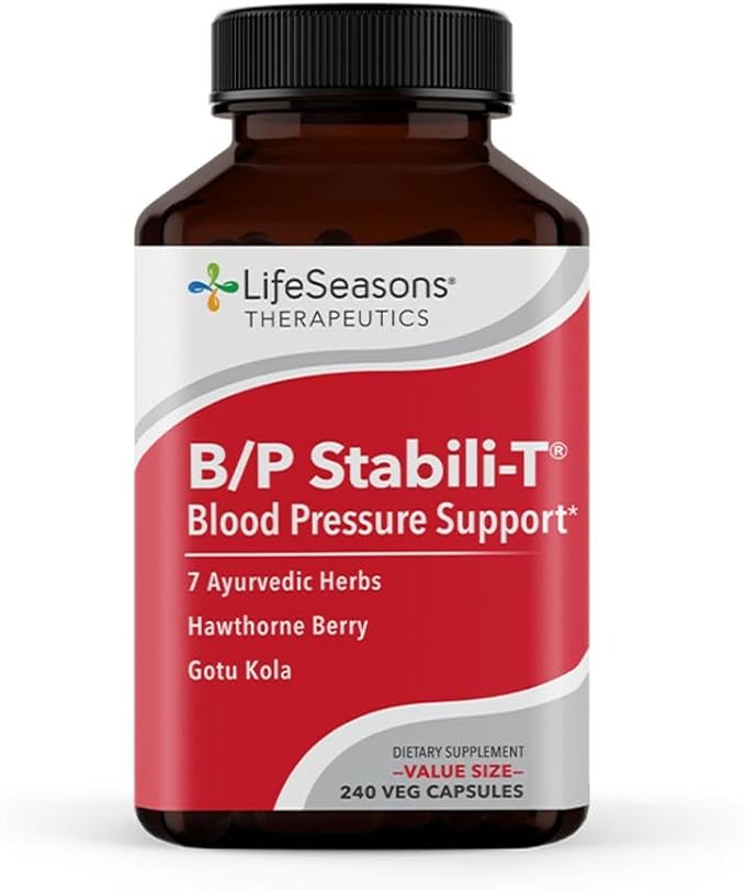 LifeSeasons B/P Stabili-T - Blood Pressure Support - Vitamin Supplement for Healthy Heart &amp Circulation - Ashwagandha Arjuna &amp Hawthorn Berry - 240 Capsules