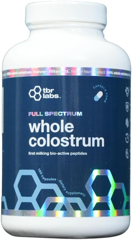 Pure Bovine Colostrum 180 Capsules - Antibiotic and Hormone Free - USA Sourced - All Natural - 100% First Milking