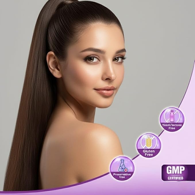 Hair supplements with Advanced Hair Nutrition formula for Women with Biomarine collagen complexBiotin &amp Zinc that support hair growth &amp maintain healthy hair| 30 Nonveg tablet