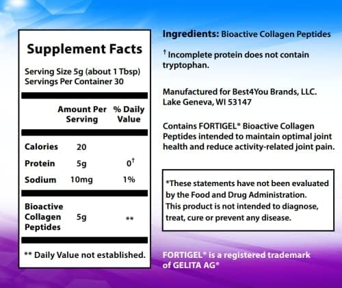 30 Day Supply Collagen Peptides Powder Supplement Hydrolyzed Collagen Unflavored Collagen Protein Gluten Free Kosher (1-Pack)