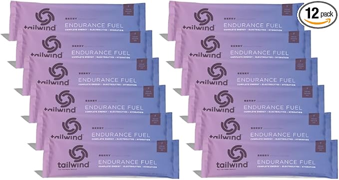 Tailwind Nutrition Endurance Fuel Sports Drink Powder Single Serving with Electrolytes Non-GMO Free of Soy Dairy and Gluten Vegan-Friendly Berry Pack of 12