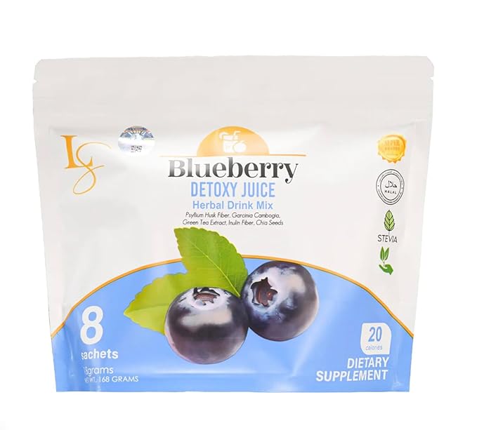 Luxe Slim Blueberry Fiber Drink w/Psyllium Inulin Green Tea &amp Chia Mix 8 packs