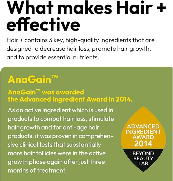 BIGVITA Hair Growth Supplement – Fast Hair Regrowth for Thicker Fuller Hair | AnaGain™ Nu Biotin Black Sesame Extract | Hair Loss Support for Women &amp Men | Vegan Gluten-Free – 1 Month Supply