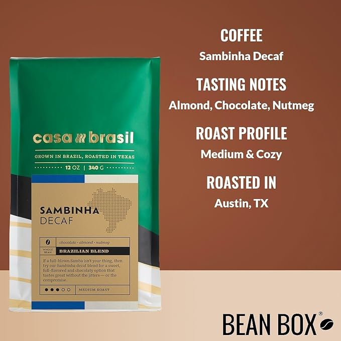 Sambinha Decaf - Roasted by Casa Brasil Coffees - Whole Bean Coffee - 5 Pound Bag