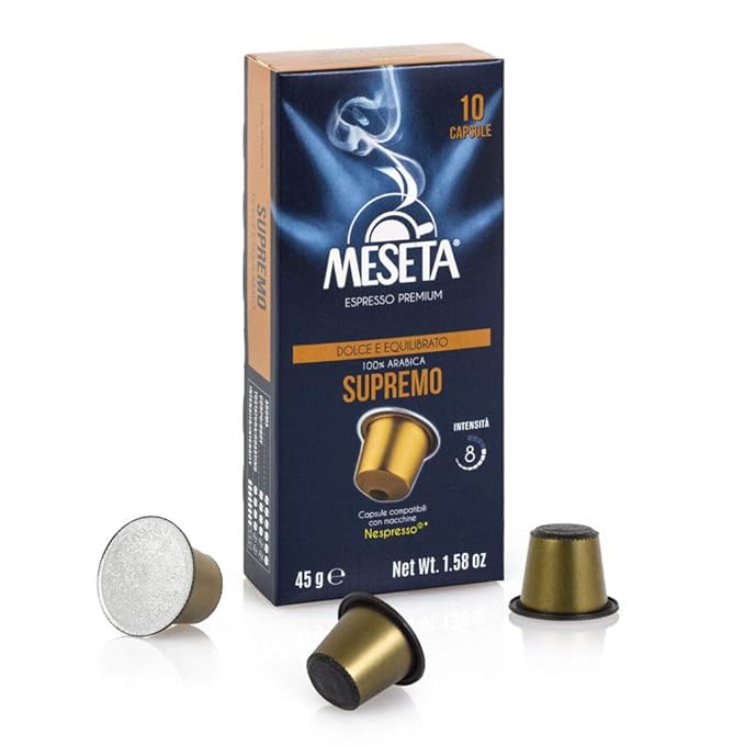 Meseta Supremo 100 Capsules of Gourmet Italian Espresso Compatible with Nespresso Machine.