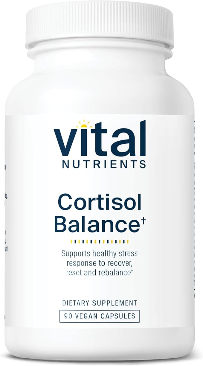 Vital Nutrients Cortisol Balance - Vegan Stress Relief Supplement - Cortisol Manager Supports Energy &amp Stress Levels - Ashwagandha &amp Magnesium for Relaxation - Gluten Dairy Soy Free - 90 Cap
