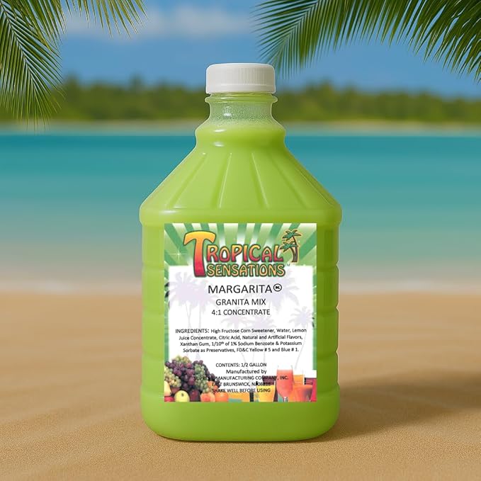 Tropical Sensations Margarita Granita Slushie Mix – 6 Bottles 64 oz Each – Non-Alcoholic Frozen Drink Mix for Slush Machines – Bulk Case