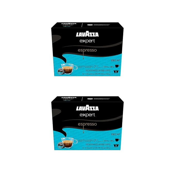 Lavazza Expert Espresso Decaf Capsules Medium Roast Arabica and Robusta Blend Compatible with Lavazza Classy Machines (72 Capsules)