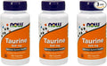 NOW Taurine 500mg 100 Capsules (Pack of 3)