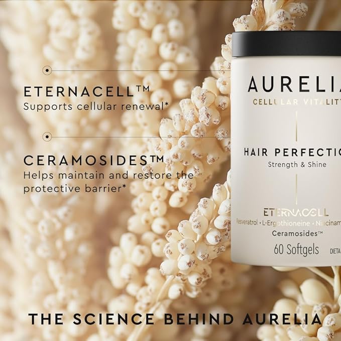 AURELIA Hair Perfection | Advanced Cellular Anti-Aging Supplement | Support Hair Growth | with Zinc Resveratrol Niacinamide Ergothioneine &amp Ceramosides