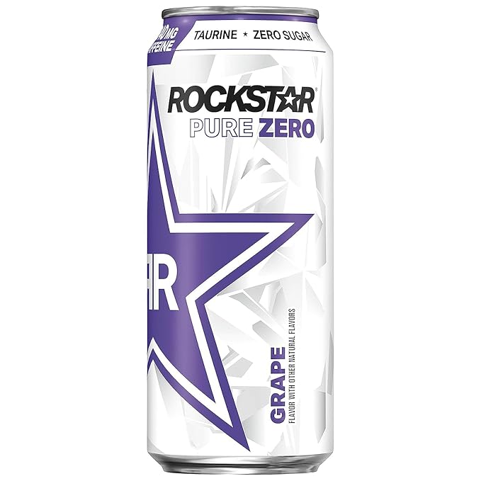 Rockstar Pure Zero Energy Drink - Grape - 16fl.oz.(Pack of 16)
