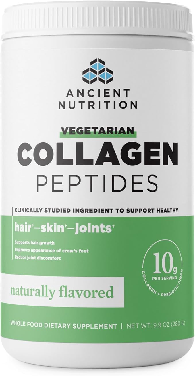 Ancient Nutrition Vegetarian Collagen Peptides Collagen Peptides Powder Collagen Powder with Natural Flavor Prebiotics and Probiotics Supports Healthy Skin Hair Joints Digestion 28 Servings