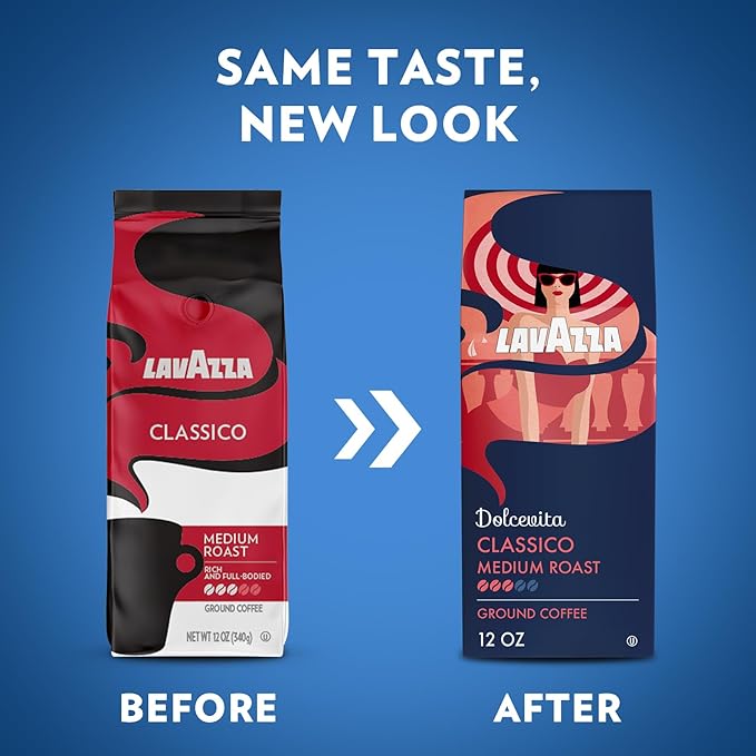 Lavazza Dolcevita Classico Ground Coffee 6 Bags of 12oz Medium Roast Rich and Full-bodied Intensity 3/5 Arabica and Robusta Ideal for Drip Brewers (Pack of 6) - Package May Vary