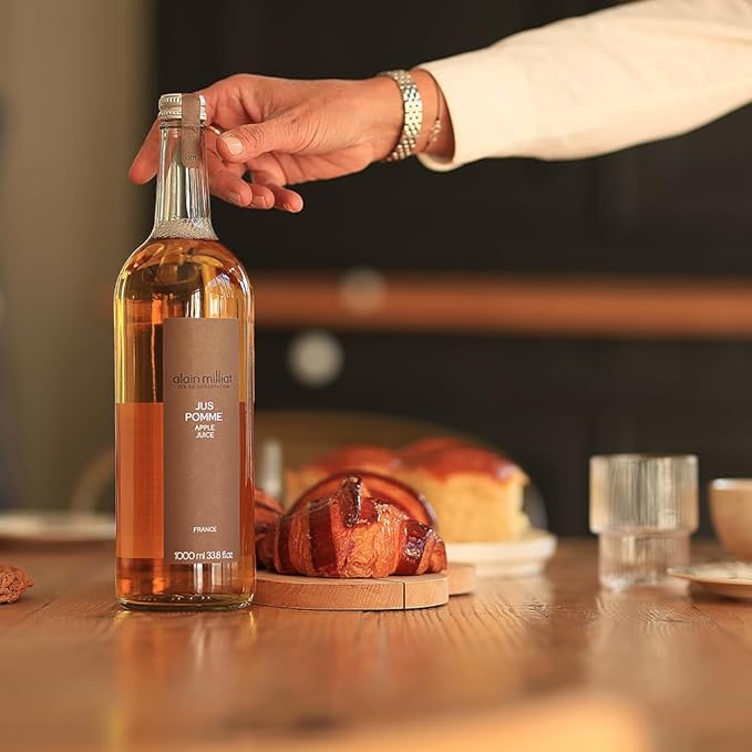 Alain Milliat - Apple Juice 33.8 Fl Oz (One 1L / 1000ml Glass Bottle) | GMO-Free Apples | Imported from France