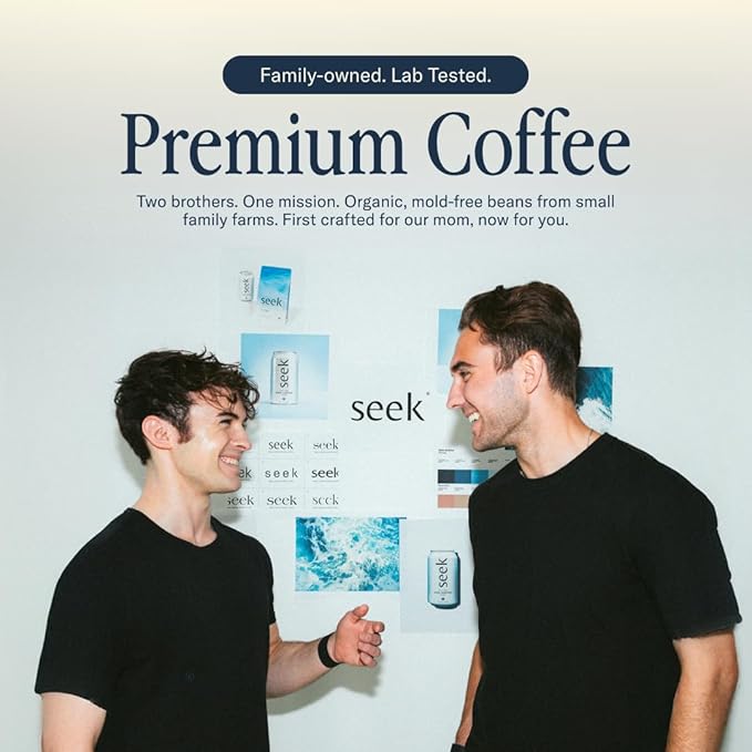Seek Low Acid Organic Arabica Whole Bean Coffee - Mold Free Non-GMO Third Party Tested - 12 Oz