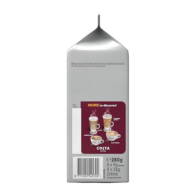 TASSIMO Costa Cappuccino 16 discs 8 servings (Pack of 5 Total 80 discs 40 servings)
