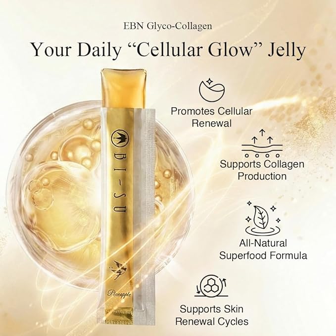 BI-SU Beauty Essence Collagen Jelly Stick with Vitamin C Fish Collagen Peptides Anti Aging Maintain Skin Elasticity Immunity Support Japan Beauty Skin Care Secret Pineapple Flavor 30 PCS