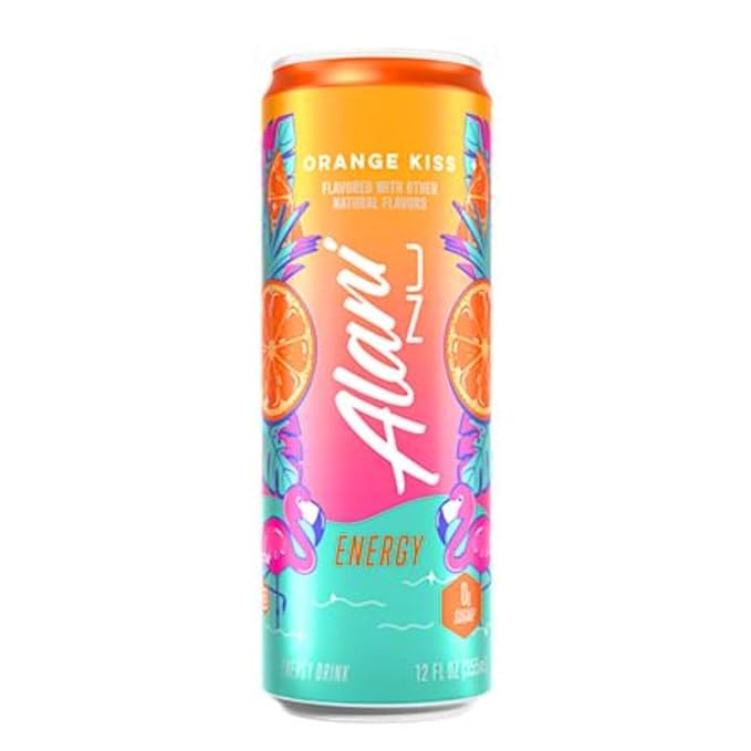 Generic Alani Energy Drinks Variety Pack - (Pack Of 12) - 2 Different Flavors : Pink Slush and Orange Kiss - 12 fl.oz. Can - By The Munchie Mix