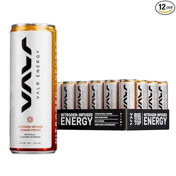 VALR Energy | Nitrogen-Infused Energy Drink | 175mg Natural Caffeine from Green Tea | Pre-Workout Performance with Amino Acids &amp Antioxidants | Gluten-Free &amp Vegan | (10.5 FL. OZ. ) (10.5 FL.