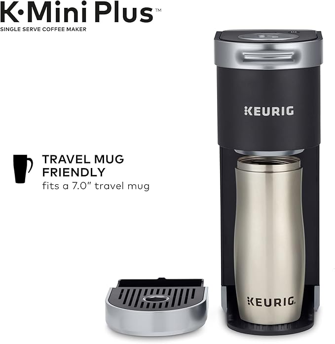 Keurig K-Mini Plus Single Serve Coffee Maker with Café Bustelo Espresso Style Dark Roast Coffee 72 K-Cup Pods