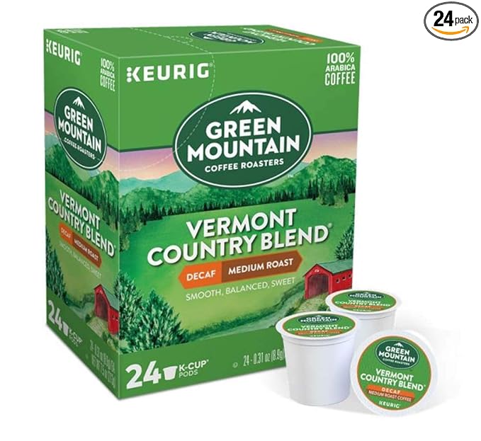 Keurig Coffee Pods K-Cups 16 / 18 / 22 / 24 Count Capsules ALL BRANDS / FLAVORS (24 Pods Green Mountain - Vermont Decaf)