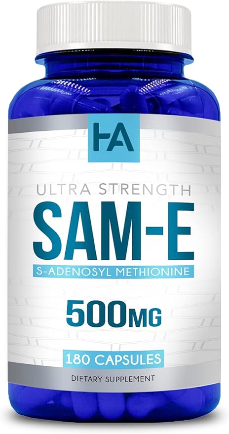 High Strength 500mg SAM E Supplement | S-Adenosyl Methionine SAMe Supplement for Bone Joint &amp Mood Support for Men and Women | Vegan Non-GMO &amp Made in US cGMP Labs (180 Veggie Capsules)
