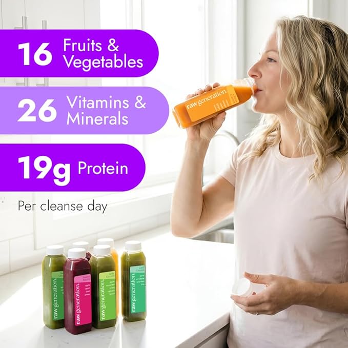 Raw Generation 3-Day Debloat Reset Cleanse – Plant-Based Nutritional Reset for Bloating &amp Digestive Comfort | Cold-Pressed Raw Juice Program to Help You Feel Lighter &amp Less Puffy