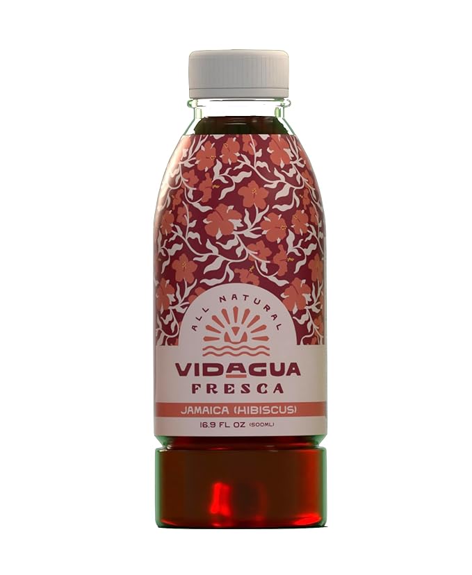 Vidagua Agua Fresca Jamaica Hibiscus Ready-to-Drink Fruit Beverage 16.9 fl oz Bottles Pack of 12