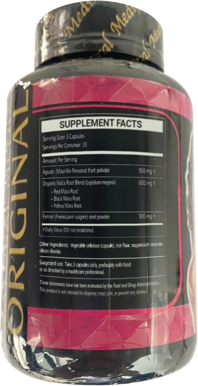 Aguaje Hinojo Maca Triple (Maca Root Supplement) Premium 100 Capsules | Premium Botanical Blend for Feminine Balance &amp Confidence