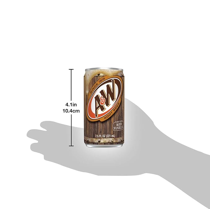 A&ampW Root Beer Mini Soda Cans 7.5 oz Soft Drinks Bulk Snacks Pack Small Refrigerator &amp Snack Pantry Drink 12 Count Beverage Bedroom &amp Kitchen Supplies
