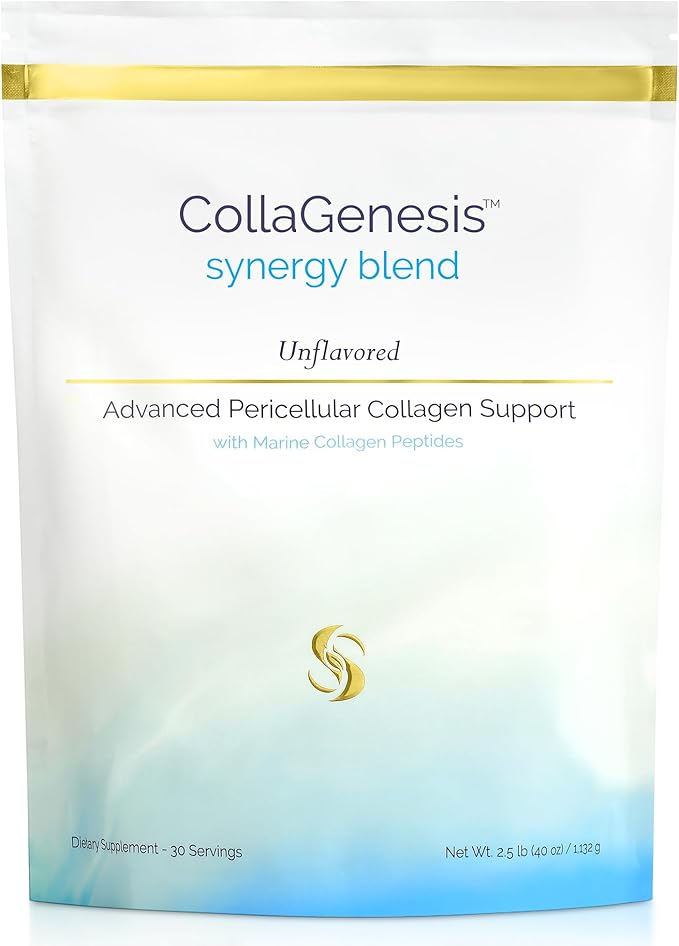 CollaGenesis™ – 25g Protein Marine Collagen Peptides MSM &amp Hyaluronic Acid Complete Amino Acid Profile Vitamins &amp Minerals Collagen Support Cofactors – Synergy Blend – Unflavored
