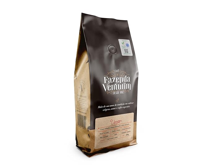 Fazenda Venturim - Roast Ground Coffee – Brazilian Specialty Medium Roast Low Acidity Bold Flavor &amp Rich Aroma Full-Bodied Chocolate &amp Hazelnut Natural Notes 1.1 pond Bag (500g)
