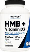 Nutricost HMB (1500mg) and Vitamin D3 (6000 IU) Supplement - 240 Capsules 80 Servings - Gluten Free and Non-GMO