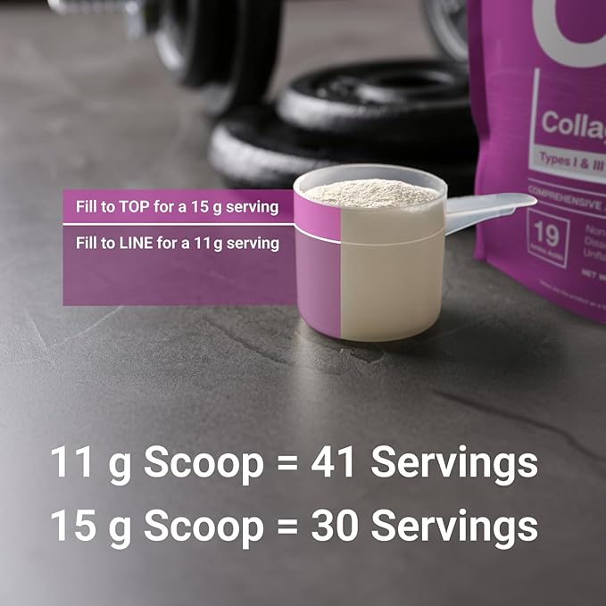 Essential Elements Hydrolyzed Collagen Powder - Joint Skin Hair and Nail Support | Types I &amp III Peptides | Preservative-Free Grass-Fed Hormone-Free Dissolves Easily (2-Pack)