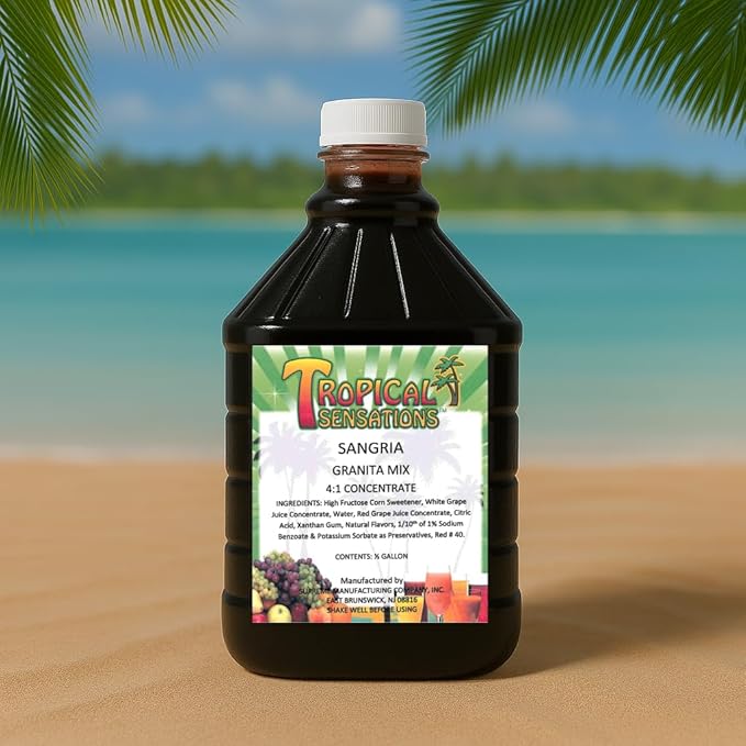 Tropical Sensations Red Sangria Granita Slushie Mix – 6 Bottles 64 oz Each – Non-Alcoholic Frozen Drink Mix for Slush Machines – Bulk Case