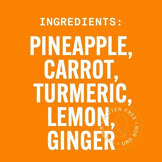 Pure Green Cold Pressed Juice - Golden Girl - Fresh Functional Blend with Turmeric Carrot Pineapple Lemon Ginger - Natural Gluten Free Non-GMO No Artificial Colors or Flavors - Made from Real F