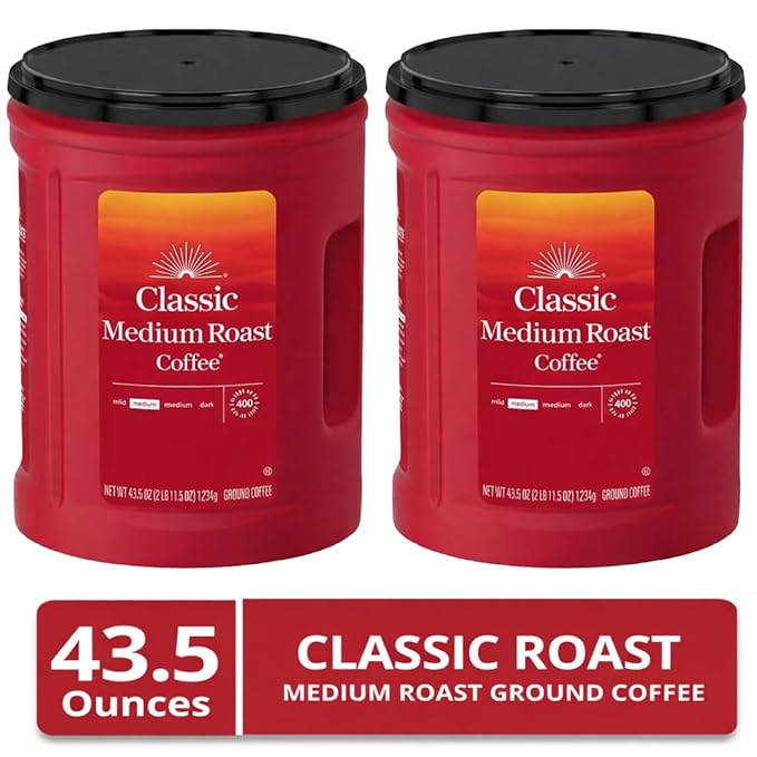 Classic Medium Roast Ground Coffee 43.5 oz Caffeinated (2 Pack)