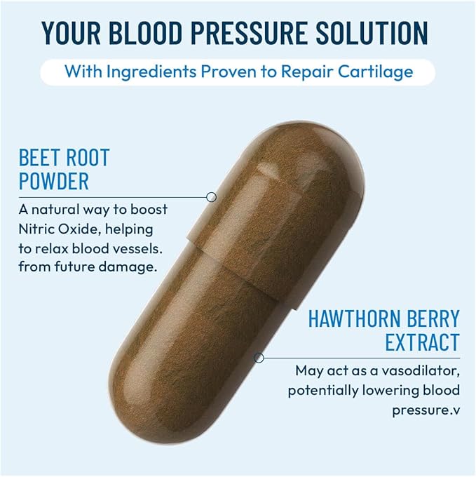 Blood Pressure Support - Vitamin Supplement for Healthy Heart &amp Blood Circulation - Beet Root Hawthorn Berry Garlic Hibiscus Olive Leaf &amp Grape Seed Extract - 90 Capsules