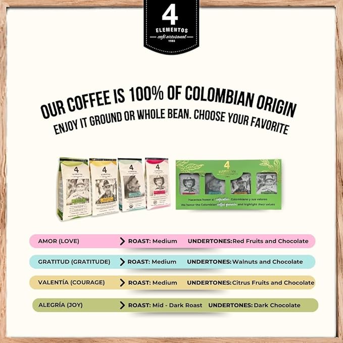 4 Elementos | Classic Ground Coffee 35 Oz Medium Dark Roast 100% Arabica from Colombia Bold &amp Rich Flavor