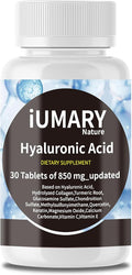 Hyaluronic Acid Supplements 850mg High Bioavailable Dietary Hyaluronic Acid - Advanced Joint Support with Hydrolyzed Collagen Turmeric Glu-cosamine MSM Vitamin C – 30 Tablets（Pack of 1）