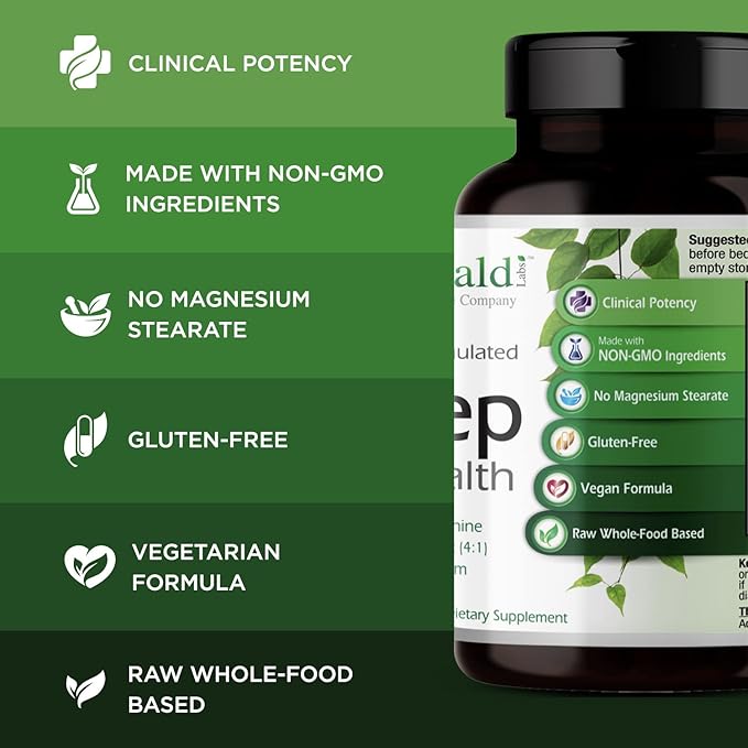 Emerald Labs Sleep Health - Sleep Support Supplement with Suntheanine L-Theanine Melatonin European Lemon Balm &amp Passionflower - Gluten Free Vegan - 60 Vegetable Capsules (Up to 30-Day Supply)