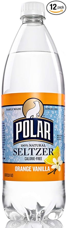Polar Orange Vanilla Seltzer 1 L Plastic Bottles - Pack of 12