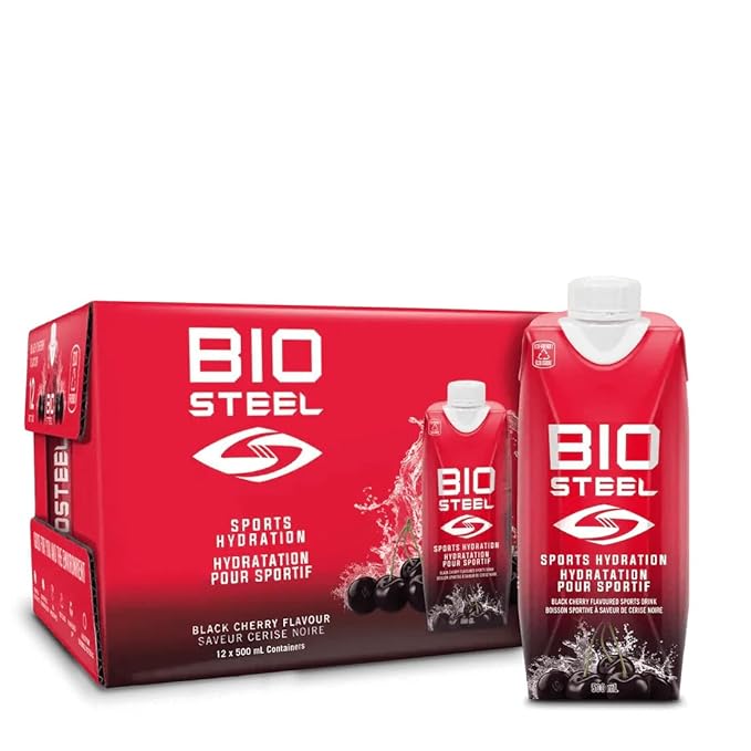 BioSteel Sports Drink Great Tasting Hydration with 5 Essential Electrolytes Black Cherry Flavor 16.7 Fluid Ounces 12-Pack