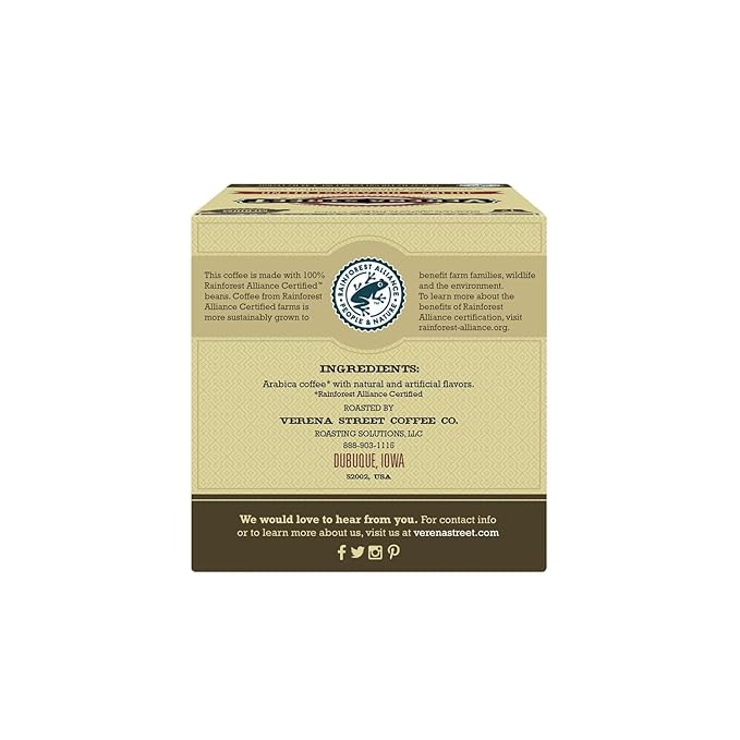 Verena Street Single Cup Pods (72 Count) Flavored Coffee Cow Tipper Rainforest Alliance Certified Arabica Coffee