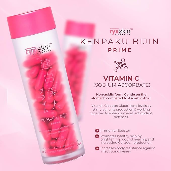 Ryx Kenpaku Bijin Prime Glutathione with Collagen and Placenta - 62 caps