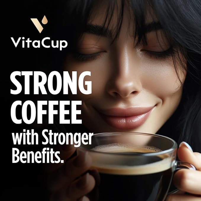 VitaCup Extra Shot Instant Coffee Packets with Espresso Shot “Red Eye” High Caffeine Bold Dark Roast w/Vitamin B12 Antioxidants Premium Instant Coffee in Single Serve Sticks 24 Ct